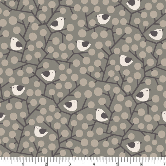 PH0746 Birds On Branches Med Grey